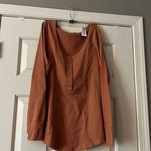 Waffle knit long sleeve shirt